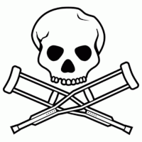 Skull with crutches